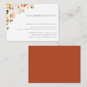 Earthy Autumn Floral Wedding Accommodations Informatiekaartje