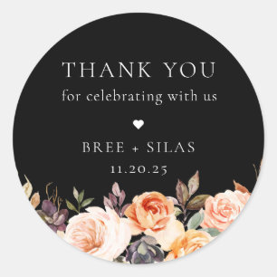 Earthy Autumn Floral Wedding Bedankt Ronde Sticker