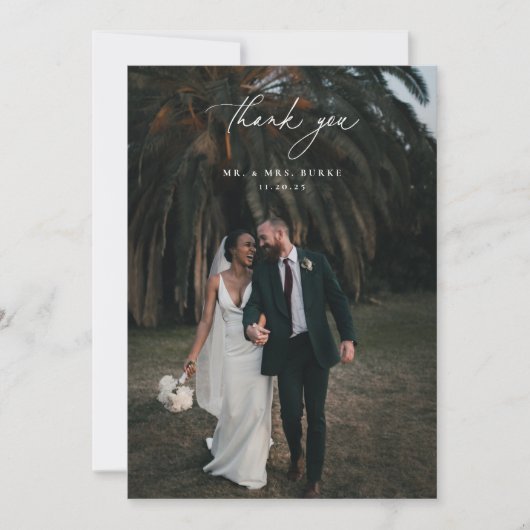 Earthy Autumn Floral Wedding Photo Bedankkaart (Voorkant)