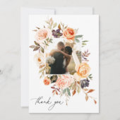 Earthy Autumn Floral Wedding Photo Bedankkaart (Voorkant)