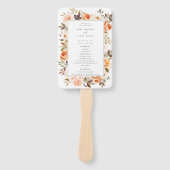 Earthy Autumn Floral Wedding Programme Hand Fan Handwaaier (Voorkant)