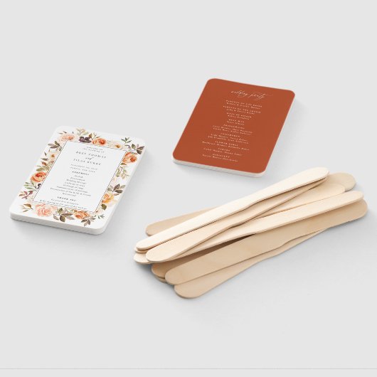 Earthy Autumn Floral Wedding Programme Hand Fan Handwaaier (Niet-gemonteerd)