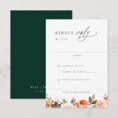 Earthy Autumn Floral Wedding RSVP Kaart (Voorkant / Achterkant)