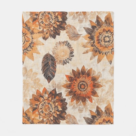 Earthy Autumn Mandala Fleece Deken (Voorkant)