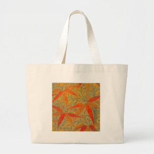 Earthy Bamboo Art print Oranje Grote Tote Bag