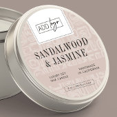 Earthy Beige Bohemian Logo Candle Jar Lid Ronde Sticker