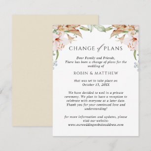 Earthy Blooms Beige Change of Plans Wedding Aankondiging