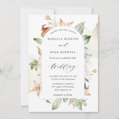 Earthy Blooms Beige Stains, Elegant Arch Wedding I Kaart (Voorkant)