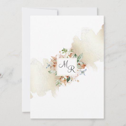 Earthy Blooms Beige Stains, Elegant Arch Wedding I Kaart (Achterkant)