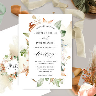 Earthy Blooms Beige Stains, Elegant Arch Wedding I Kaart