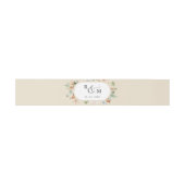 Earthy Blooms Buttery Beige Oval Monogram Weddensc Uitnodigingen Wikkel (Vlak)