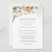 Earthy Blooms Elegant Green Pleal Wedding Invitat Kaart (Voorkant)