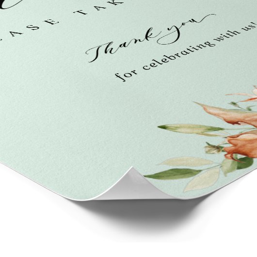 Earthy Blooms en Sage Wedding Favor Vertical Sign Poster (Hoek)