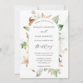 Earthy Blooms Green Stains, Elegant Arch Wedding I Kaart (Voorkant)