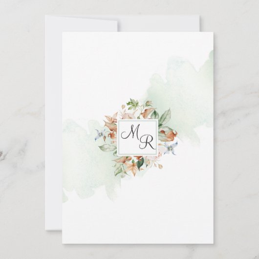Earthy Blooms Green Stains, Elegant Arch Wedding I Kaart (Achterkant)