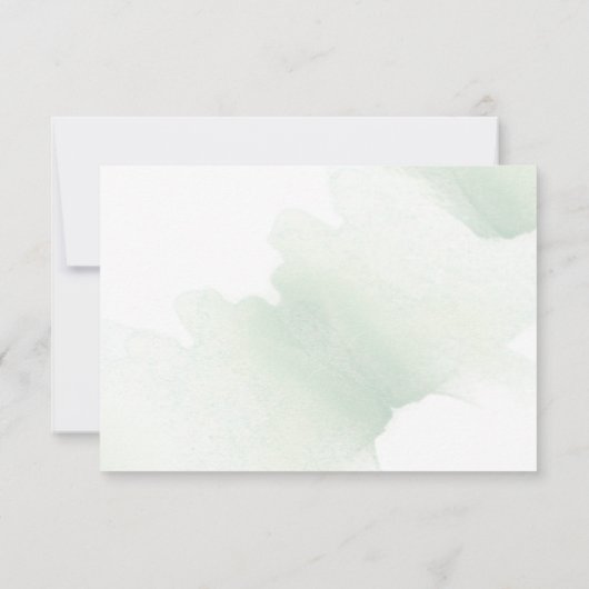 Earthy Blooms, Green Waterverf Stains, Weddenschap RSVP Kaartje (Achterkant)