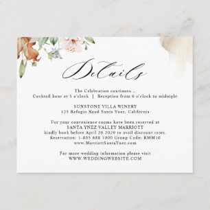Earthy Blooms Wedding Details Beige Waterverf Informatiekaartje