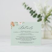 Earthy Blooms Wedding Details Sage Green Informatiekaartje (Staand voorkant)