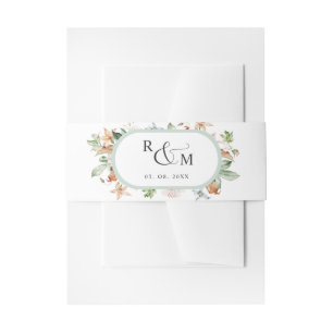 Earthy Blooms White Green Oval Monogram Weddenscha Uitnodigingen Wikkel