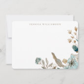 Earthy Blue Botanical Personalized Stationery Name Notitiekaartje (Voorkant)
