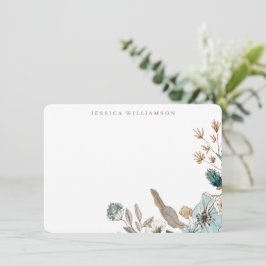 Earthy Blue Botanical Personalized Stationery Name Notitiekaartje