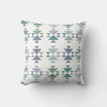 Earthy Blue Green Geometric Driangle Aztec Pattern