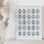 Earthy Blue Green Geometric Driangle Aztec Pattern Poster<br><div class="desc">Earthy Blue Green Geometric Driangle Aztec Pattern</div>