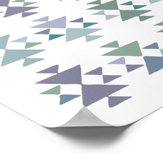 Earthy Blue Green Geometric Driangle Aztec Pattern Poster (Hoek)