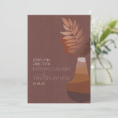 Earthy Bohemian Bronze Jewish Chuppah Hebrew Kaart (Staand voorkant)