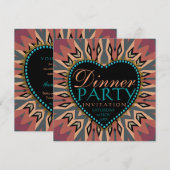 Earthy Bohemian LoveHeart Dinner Party Invitations Kaart (Voorkant / Achterkant)