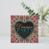 Earthy Bohemian LoveHeart Dinner Party Invitations Kaart (Staand voorkant)