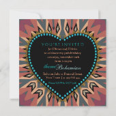Earthy Bohemian LoveHeart Dinner Party Invitations Kaart (Achterkant)