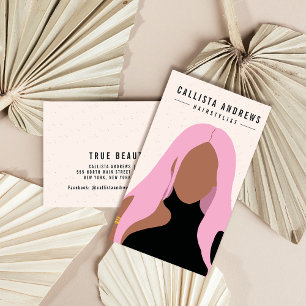 Earthy Bohemian Pink Hair Girl Haarstylist Salon Visitekaartje