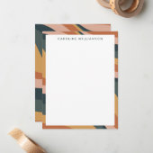 Earthy Boho Abstract Lines Terracotta Personalized Notitiekaartje (Voorkant / Achterkant in situ)