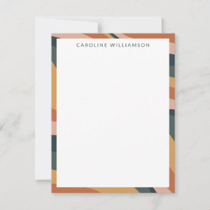 Earthy Boho Abstract Lines Terracotta Personalized Notitiekaartje