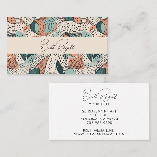Earthy Boho Abstract Terracotta Cream Bisque Visitekaartje (Voorkant / Achterkant)