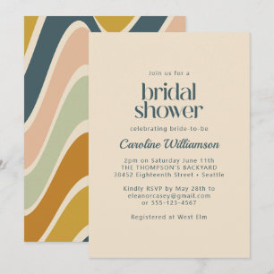 Earthy Boho Abstract Wavy Blauwgroen Vrijgezellenf Kaart