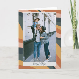 Earthy Boho Abstract Wavy Lines Terracotta Foto Feestdagen Kaart