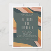 Earthy Boho Abstract Wavy Lines Terracotta Wedding Kaart (Voorkant)