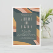 Earthy Boho Abstract Wavy Lines Terracotta Wedding Kaart (Staand voorkant)