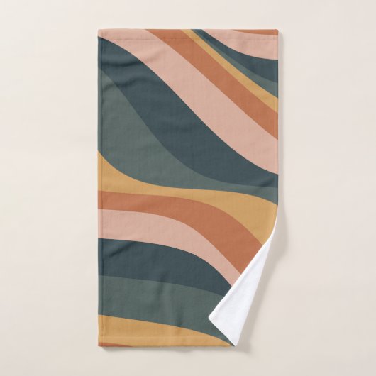 Earthy Boho Abstract Wavy Swirl Lines Terracotta Bad Handdoek (Handdoek)