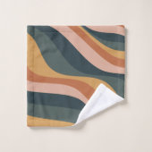 Earthy Boho Abstract Wavy Swirl Lines Terracotta Bad Handdoek (Wasdoekje)