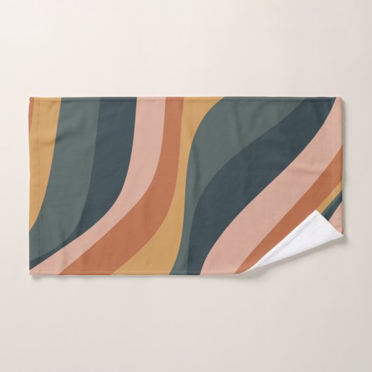 Earthy Boho Abstract Wavy Swirl Lines Terracotta Bad Handdoek (Handdoek)