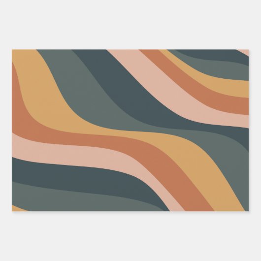Earthy Boho Abstract Wavy Swirl Lines Terracotta Inpakpapier Vel (Voorkant 2)