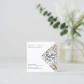 Earthy Boho Abstracte sieraden ontwerper Vierkante Visitekaartje (Staand voorkant)