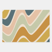 Earthy Boho Abstracte Wavy Swirl Lines in Pastels Inpakpapier Vel (Voorkant 3)