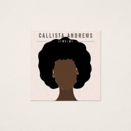 Earthy Boho Black Hair Girl-kaart Vierkante Visitekaartjes