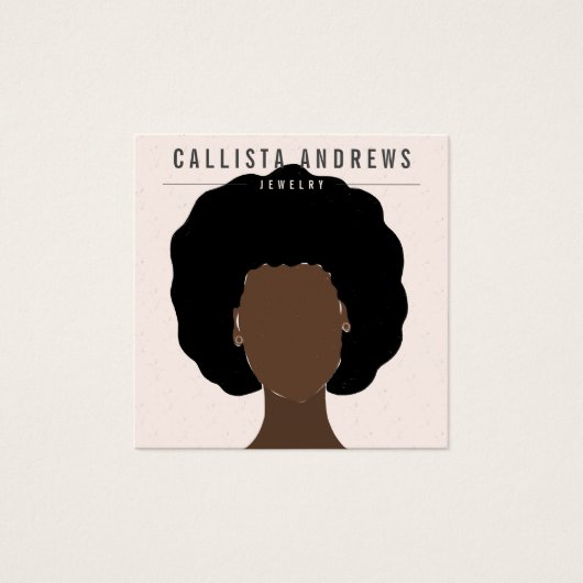 Earthy Boho Black Hair Girl-kaart Vierkante Visitekaartjes (Voorkant)