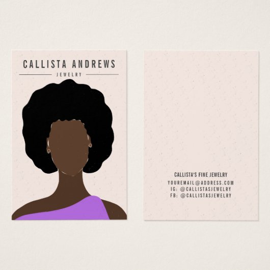 Earthy Boho Black Hair Girl-kaart Visitekaartje (Voorkant /achterkant)
