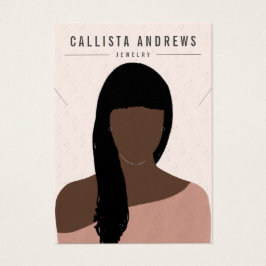 Earthy Boho Black Hair Girl Ketting Card Visitekaartje